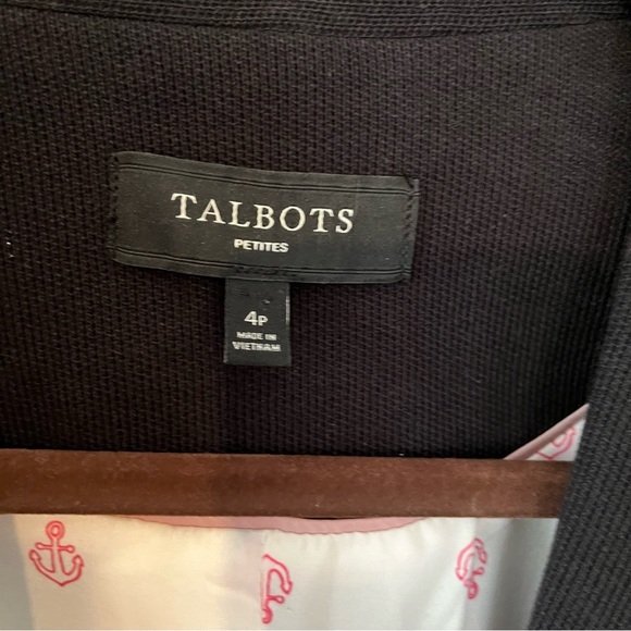 Talbots Black Cotton Blazer Gold Buttons - Picture 8 of 10